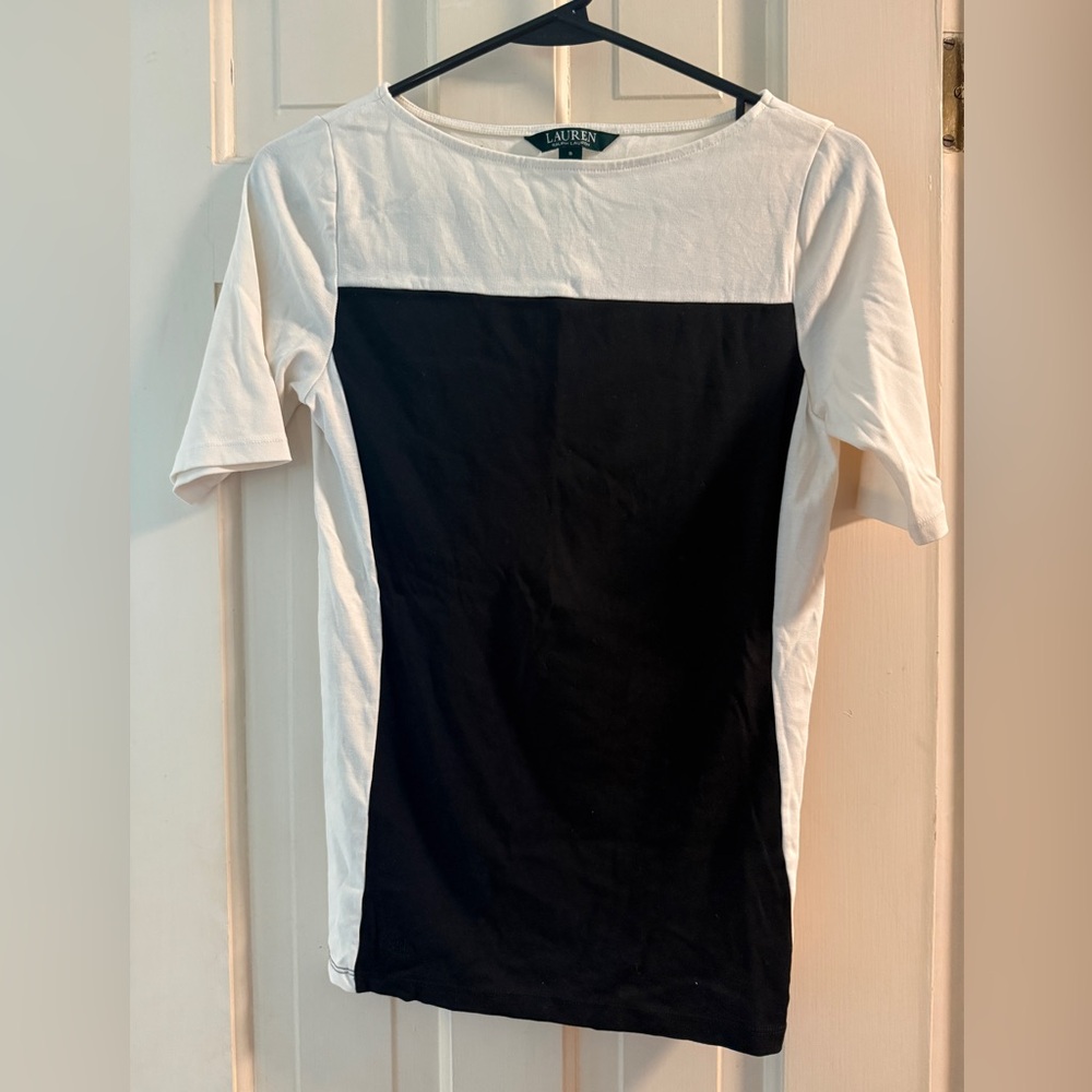 Ralph Lauren Black/Cream Knit Top Size S
